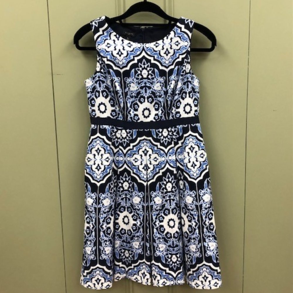 "TALBOT PETITE" Printed Blue Dress